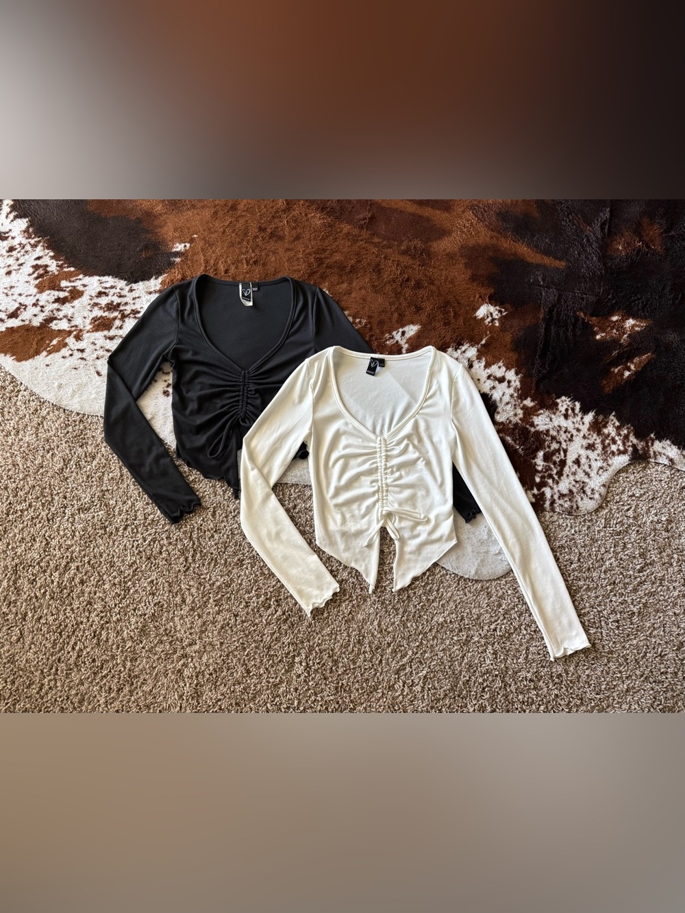 Windsor Long Sleeve Front Tie Crop Tops (2)